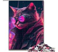 Jigsaw Puzzles 1000 Pieces for Adults Cyberpunk Human Cat Jigsaw Challenging Brain Teaser, Family Activity, Home Decor, (size : 26x38cm)