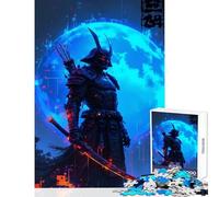 Jigsaw Puzzles 1000 Pieces for Adults Cyberpunk Samurai with Glowing Sword Toy Wall Decor Gifts for Women Men Relaxing Games Artists Collection, Fine Art Size 38x26cm