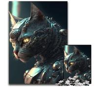 Jigsaw Puzzles 1000 Pieces for Adults Cyborg Cat No Wooden Jigsaw Puzzles for Adults Brain Challenge Gift, Educational Activity for Teenagers 50x75CM/19.68x29.52inch