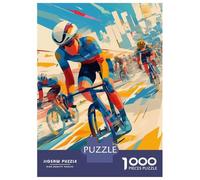 Jigsaw Puzzles 1000 Pieces for Adults Cycling Race Illustration Jigsaws for Adults Fun Games Stress Reliever Help The Brain Exercise 52x38cm/1000pcs