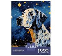 Jigsaw Puzzles 1000 Pieces for Adults Dalmatian Dog Starry Night Jigsaw for Adults Relaxing Games Difficult Challenge for Birthday, Chrismas 52x38cm/1000pcs