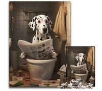 Jigsaw Puzzles 1000 Pieces for Adults Dalmatian Reading Newspaper Puzzles for Adults Birthday Gift Idea, Challenging Brain Teaser Game 26X38CM/10.23x14.96inch