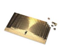 Jigsaw Puzzles 1000 Pieces For Adults Deer Standing On A Snowy Path In A Forest. Picture Puzzle Toddler Puzzles Easter Gifts(1000PCS)