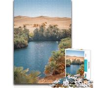 Jigsaw Puzzles 1000 Pieces for Adults Desert Oasis with Palm Trees Toy Intellectual Game Birthday Present Secret Santa Gifts (size 50x75cm)