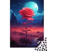 Jigsaw Puzzles 1000 Pieces for Adults Desert Rose with Full Moon Adult Puzzles Relaxing Games Difficult Hard Deal As Gifts for The Whole Family 52x38cm/1000pcs