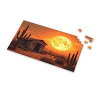 Jigsaw Puzzles 1000 Pieces For Adults Desert Shack Under A Giant Moon Picture Puzzle Toys & Games Toddlers Toys(300PCS)