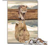 Jigsaw Puzzles 1000 Pieces for Adults Desert Wolf Reflection Made of Wood, Perfect DIY Art Decor Or Birthday Gift 50x75cm for Birthday Holiday Christmas