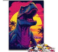 Jigsaw Puzzles 1000 Pieces for Adults Dinosaur T Rex Sunset Dino Puzzle Made of cardboard, for Birthdays, Holidays, And Home Decor 1000pcs(26x38cm)