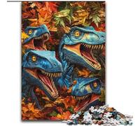 Jigsaw Puzzles 1000 Pieces for Adults Dinosaurs in The Fallen Leaves Puzzle Made of Wood Relax & Challenge, Colorful Home Decor Art, for Friends size 50X75CM
