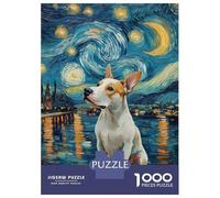 Jigsaw Puzzles 1000 Pieces for Adults Dog in Starry Night Style Van Gogh Painting Jigsaws for Adults Fun Games Stress Reliever Help The Brain Exercise 70x50cm/1000pcs