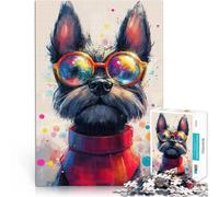 Jigsaw Puzzles 1000 Pieces for Adults Dog in Sunglasses Intellektuelles Spiel Künstlersammlung, Bildende Kunst52x38cm