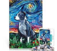 Jigsaw Puzzles 1000 Pieces for Adults Dog Starry Night Pitbull Denkspiel Angebot als Geschenk für die ganze Familie52x38cm