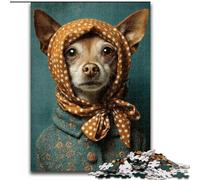 Jigsaw Puzzles 1000 Pieces for Adults Dog Wearing A Turban cardboard Puzzles Family Interactive Game, DIY Home Decor Brain Challenge Gift (size 26x38cm)