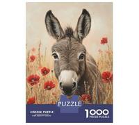 Jigsaw Puzzles 1000 Pieces for Adults Donkey in Poppies Field Puzzles for Adults Fun Games Improve Memory Deal As Gifts for The Whole Family 70x50cm/1000pcs