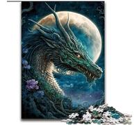 Jigsaw Puzzles 1000 Pieces for Adults Dragon on The Moon Made of Wood, for Ages 14+ 50x75cm Challenging & Entertaining, Family Activity