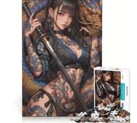 Jigsaw Puzzles 1000 Pieces for Adults Dragon Tattoo Samurai Girl, Educational Toy, Difficult Hard, for Birthday, Chrismas 38x52cm