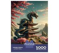 Jigsaw Puzzles 1000 Pieces for Adults Dragon Temple with Cherry Blossoms Jigsaws for Adults Relax Games Improve Memory Stress Reduction Gifts 52x38cm/1000pcs