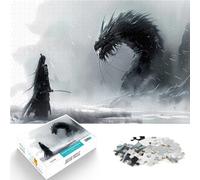 Jigsaw Puzzles 1000 Pieces for Adults Dragon vs Samurai Herausfordernd Schwierig Lernspiel für Geburtstag, Weihnachten52x38cm