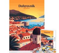 Jigsaw Puzzles 1000 Pieces for Adults Dubrovnik Cityscape Anti-Stress Toys Gift For Birthdays Impossible Game with Matching Poster And Trivia Sheet Size 38x26cm