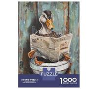 Jigsaw Puzzles 1000 Pieces for Adults Duck Reading Newspaper in Toilet Puzzle for Adults Family Game Improve Memory Unique Birthday And Gifts 38x26cm/1000pcs