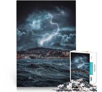 Jigsaw Puzzles 1000 Pieces for Adults Dundee Storm on the Tay Hands-on-Spiel Jedes Stück ist einzigartig Anspruchsvolles Familienspiel52x38cm