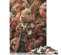 Jigsaw Puzzles 1000 Pieces for Adults Easter Cute Bunny Puzzle for Adults Wooden Board Puzzles Family Decoration 1000pcs (75x50cm)