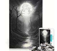 Jigsaw Puzzles 1000 Pieces for Adults Eerie Moonlit Forest, Educational Toy, Tough Challenge, Artists Collection, Fine Art 38x52cm