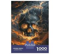 Jigsaw Puzzles 1000 Pieces for Adults Electric Storm Skull Art Print Jigsaws for Adults Fun Games A Work of Art Deal As Gifts for The Whole Family 52x38cm/1000pcs