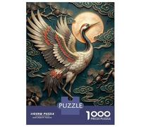 Jigsaw Puzzles 1000 Pieces for Adults Elegant Crane with Moon And Clouds Jigsaw for Adults Family Games A Work of Art Help The Brain Exercise 52x38cm/1000pcs