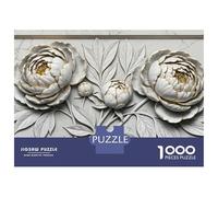 Jigsaw Puzzles 1000 Pieces for Adults Elegant White And Gold Floral Relief Puzzle for Adults Toy Wall Decor Hand Speed Race Stress Reduction Gifts 52x38cm/1000pcs
