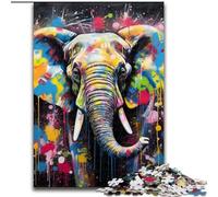 Jigsaw Puzzles 1000 Pieces for Adults Elephant Graffiti Painting cardboard Jigsaw Brain Challenge, for Teenagers & Home Decor 26x38cm
