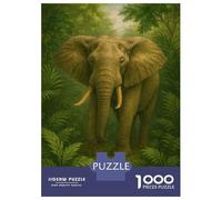 Jigsaw Puzzles 1000 Pieces for Adults Elephant in Lush Green Jungle Jigsaws for Adults Fun Games Stress Reliever Help The Brain Exercise 70x50cm/1000pcs