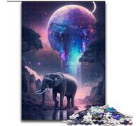 Jigsaw Puzzles 1000 Pieces for Adults Elephant Moonlight Puzzle Family Activity Game for Teenagers, Challenging Brain Teaser (size : 50x75cm)