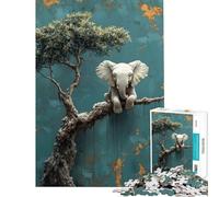 Jigsaw Puzzles 1000 Pieces for Adults Elephant on A Tree Branch Fun Activities at Home Stress Reliever Brain Teaser Game for Age 14+ Game (38x26cm)