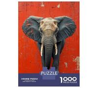 Jigsaw Puzzles 1000 Pieces for Adults Elephant on Red Wall Puzzle for Adults Brain Teaser Game Pattern Assembly Deal As Gifts for The Whole Family 70x50cm/1000pcs