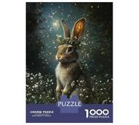 Jigsaw Puzzles 1000 Pieces for Adults Enchanted Rabbit with Floral Crown Jigsaws for Adults Fun Games Stress Reliever Help The Brain Exercise 70x50cm/1000pcs