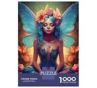 Jigsaw Puzzles 1000 Pieces for Adults Fairy with Blue Wings Puzzle for Adults Toy Wall Decor Hand Speed Race Stress Reduction Gifts 52x38cm/1000pcs