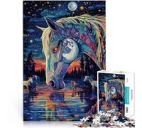 Jigsaw Puzzles 1000 Pieces for Adults Fantasy colorful horse Made of cardboard for ages 14 and over learning educational game Improving love between couples。size：38x52cm/14.96x20.47inch