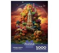 Jigsaw Puzzles 1000 Pieces for Adults Fantasy Island with Tower Jigsaw Puzzle Anti-Stress Toys Home Decoration Help The Brain Exercise 70x50cm/1000pcs