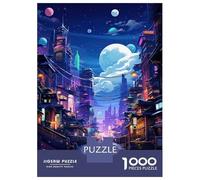 Jigsaw Puzzles 1000 Pieces for Adults Fantasy Neon Cityscape Jigsaws for Adults Relax Games Improve Memory Stress Reduction Gifts 52x38cm/1000pcs