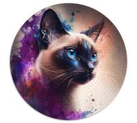 Jigsaw Puzzles 1000 Pieces for Adults Fantasy Siamese Cat Round Cardboard Puzzles Family Interaction & Brain Challenge,Family Activity Challenge (67.5x67.5cm)