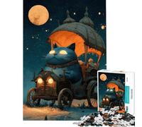 Jigsaw Puzzles 1000 Pieces for Adults Fantasy Tarot Card - The Chariot Cat Puzzle for Adults Brain Teaser Game A Work of Art for Birthday, Chrismas (Size 50x75cm)