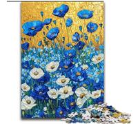 Jigsaw Puzzles 1000 Pieces for Adults Field of Blue Poppies cardboard Jigsaw 26X38CM Home Decor Brain Teaser Game for Teenagers & Family Interaction