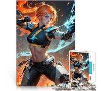 Jigsaw Puzzles 1000 Pieces for Adults Fierce Female Cyborg Mech Fighter Wielding Fire Magic in Action Spielspielzeug Geburtstagsgeschenke75x50cm