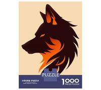 Jigsaw Puzzles 1000 Pieces for Adults Fierce Wolf Vector Portrait in Fiery Orange Tones Jigsaws for Adults Fun Games A Work of Art Deal As Gifts for The Whole Family 52x38cm/1000pcs