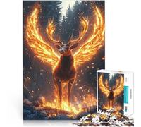 Jigsaw Puzzles 1000 Pieces for Adults Fiery Stag Phoenix Animal Hybrid Familienspaß Die Liebe zwischen Paaren stärken52x38cm