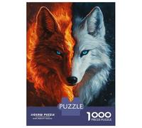 Jigsaw Puzzles 1000 Pieces for Adults Fire & Ice Wolves -1 Jigsaw for Adults Fun Games Presents for Women Help The Brain Exercise 70x50cm/1000pcs