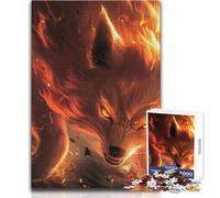 Jigsaw Puzzles 1000 Pieces for Adults Fire Kitsune Fox Soothing Relaxing Leisure Time Accurate Interlock Precision Toy Size 50x75cm