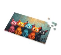 Jigsaw Puzzles 1000 Pieces For Adults Five Colorful Cartoon Cats Sitting Together. Picture Puzzle 100 Piece Puzzles For Kids 3 Year Old Girl Gifts(1000PCS)