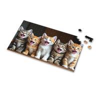 Jigsaw Puzzles 1000 Pieces For Adults Five Kittens Meowing Together. Picture Puzzle Toddler Puzzles Easter Gifts(500PCS)